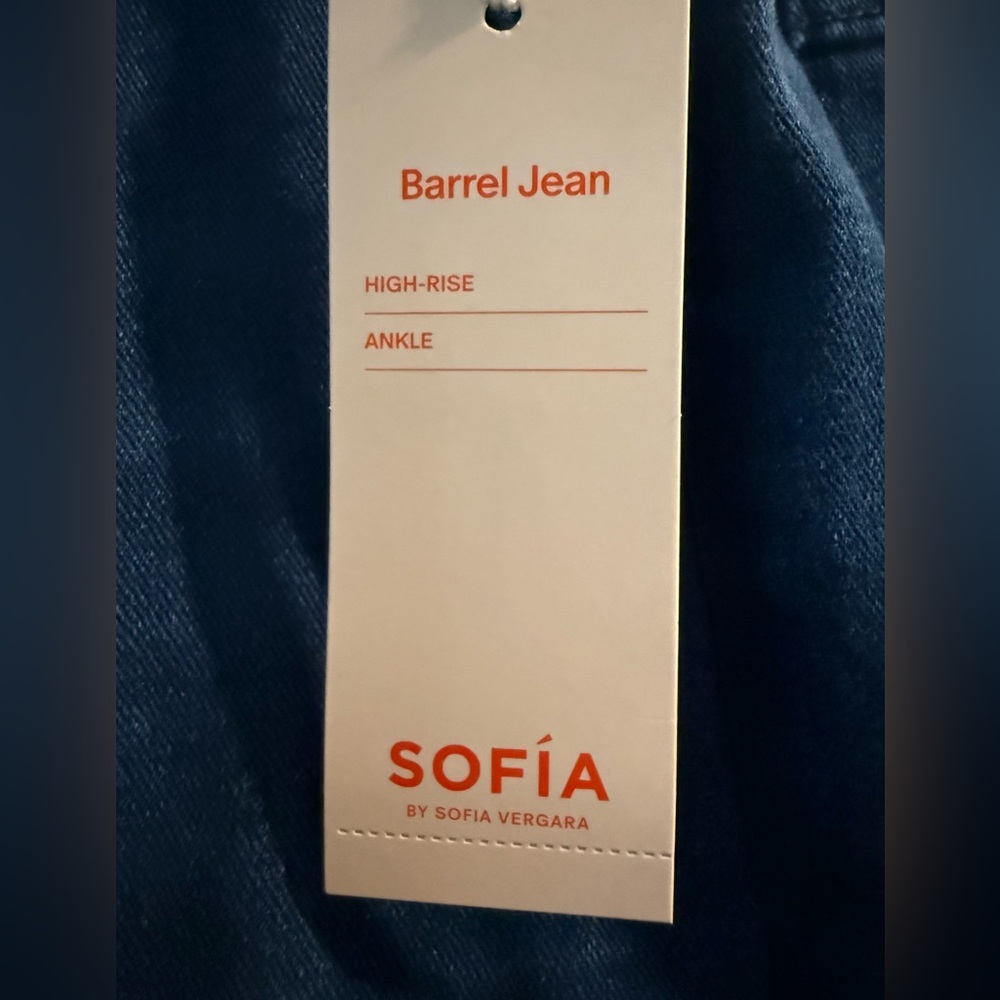 Sofia by Sofia Vergara Dark Wash Barrel Cargo Jeans - Picture 2 of 7